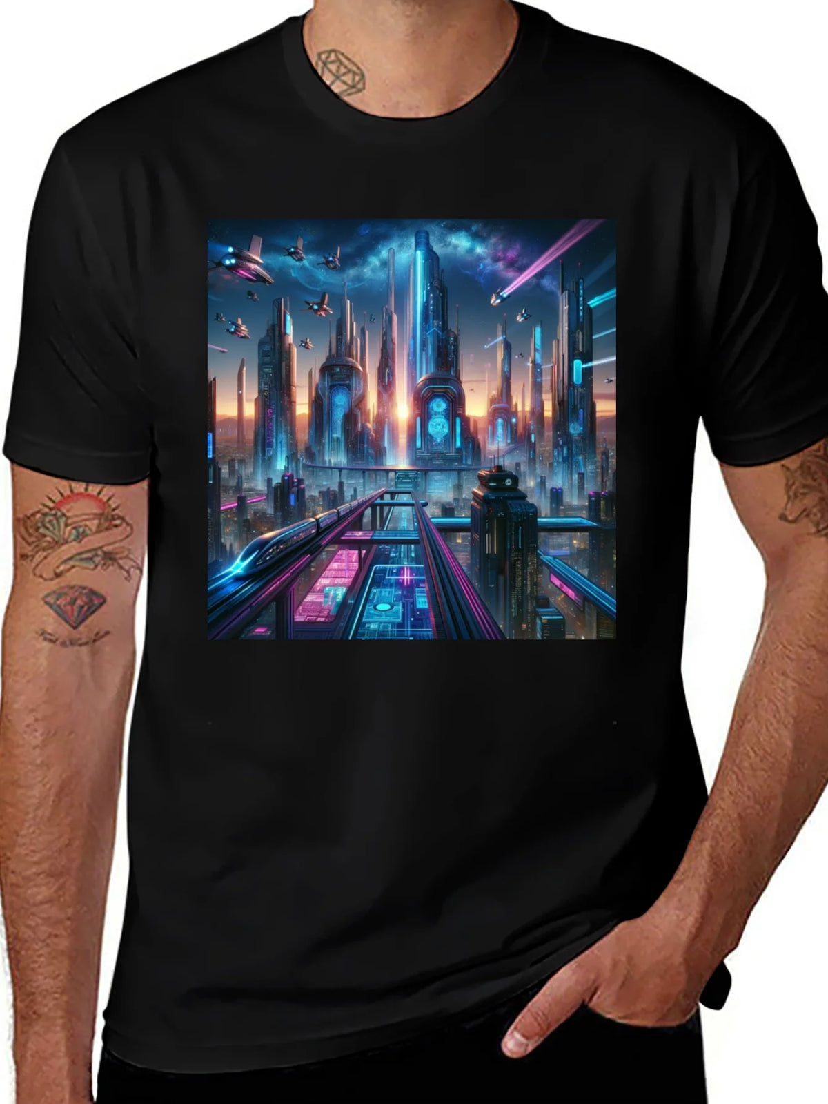 Futuristic Cityscape Graphic Tee product image 1