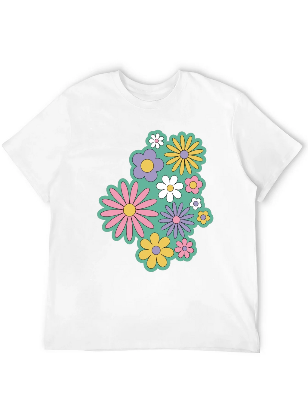 Retro Floral Graphic Black T-Shirt product image 10