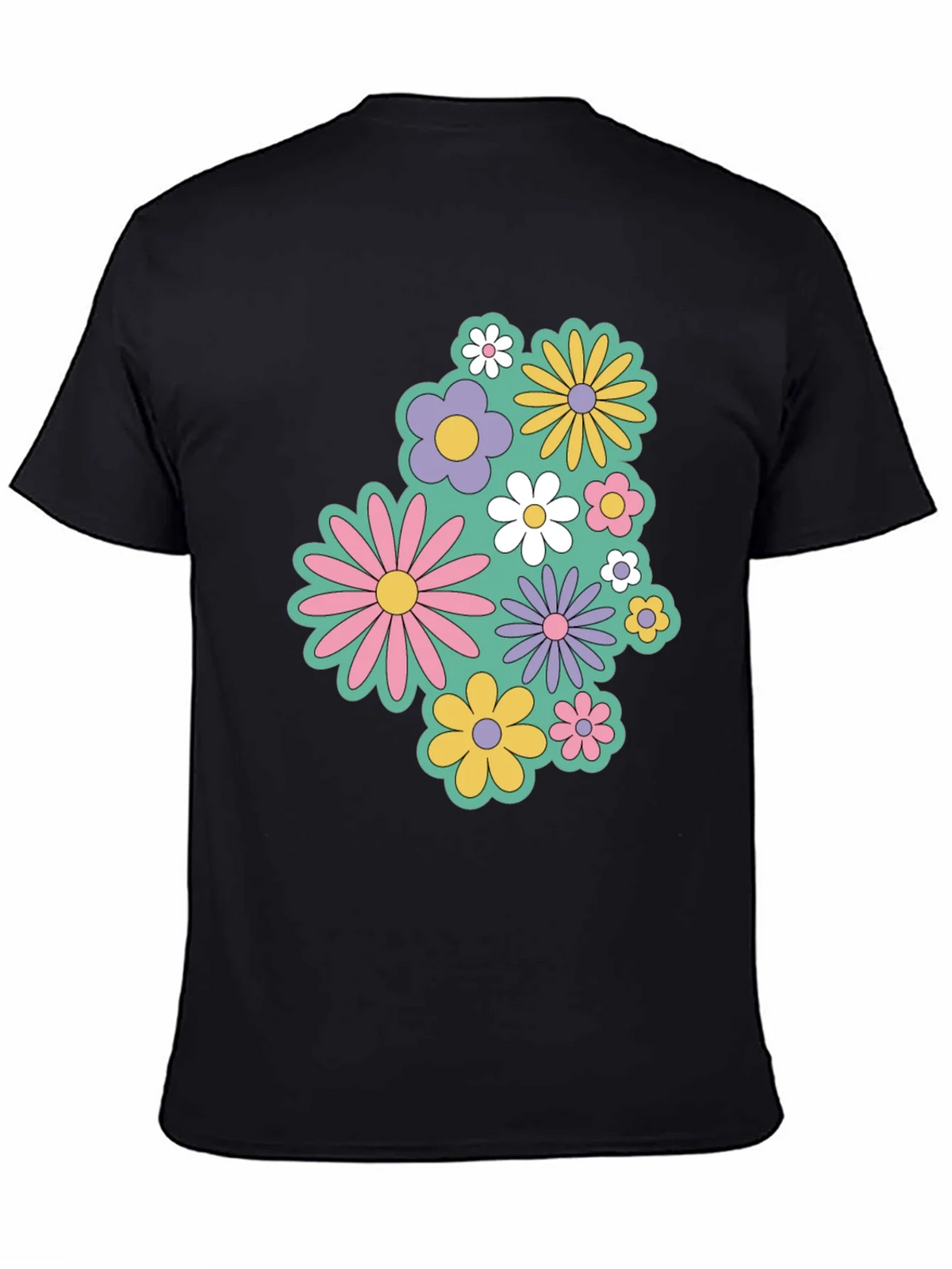 Retro Floral Graphic Black T-Shirt product image 3