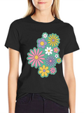 Retro Floral Graphic Black T-Shirt product image 1