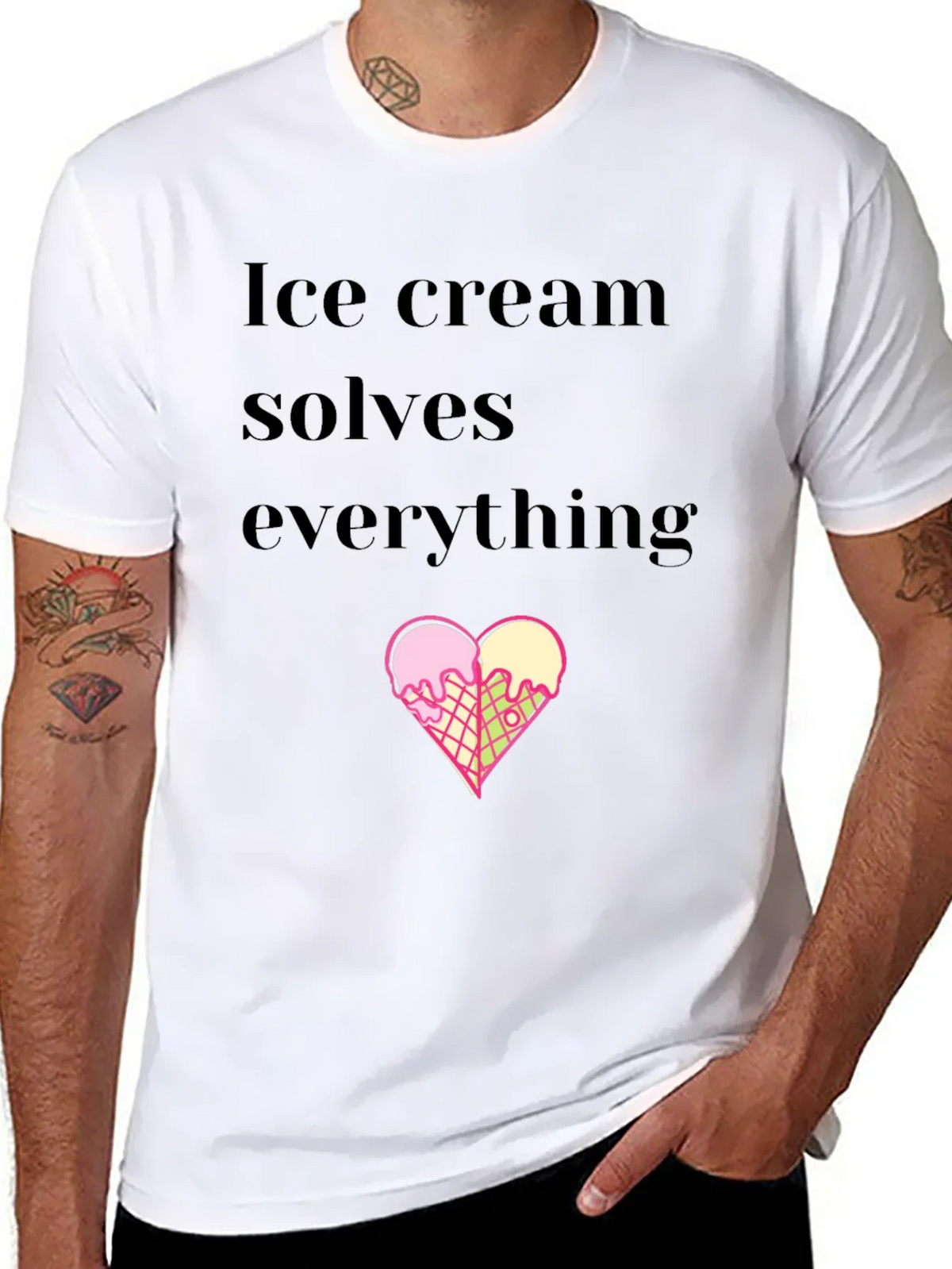 Ice Cream Solves Everything Black T-Shirt product image 7
