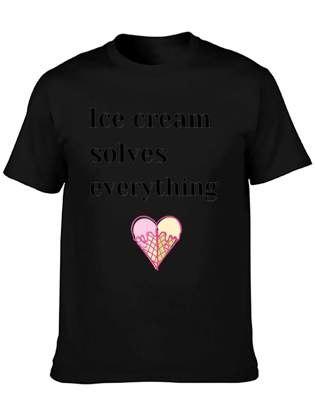 Ice Cream Solves Everything Black T-Shirt product image 3