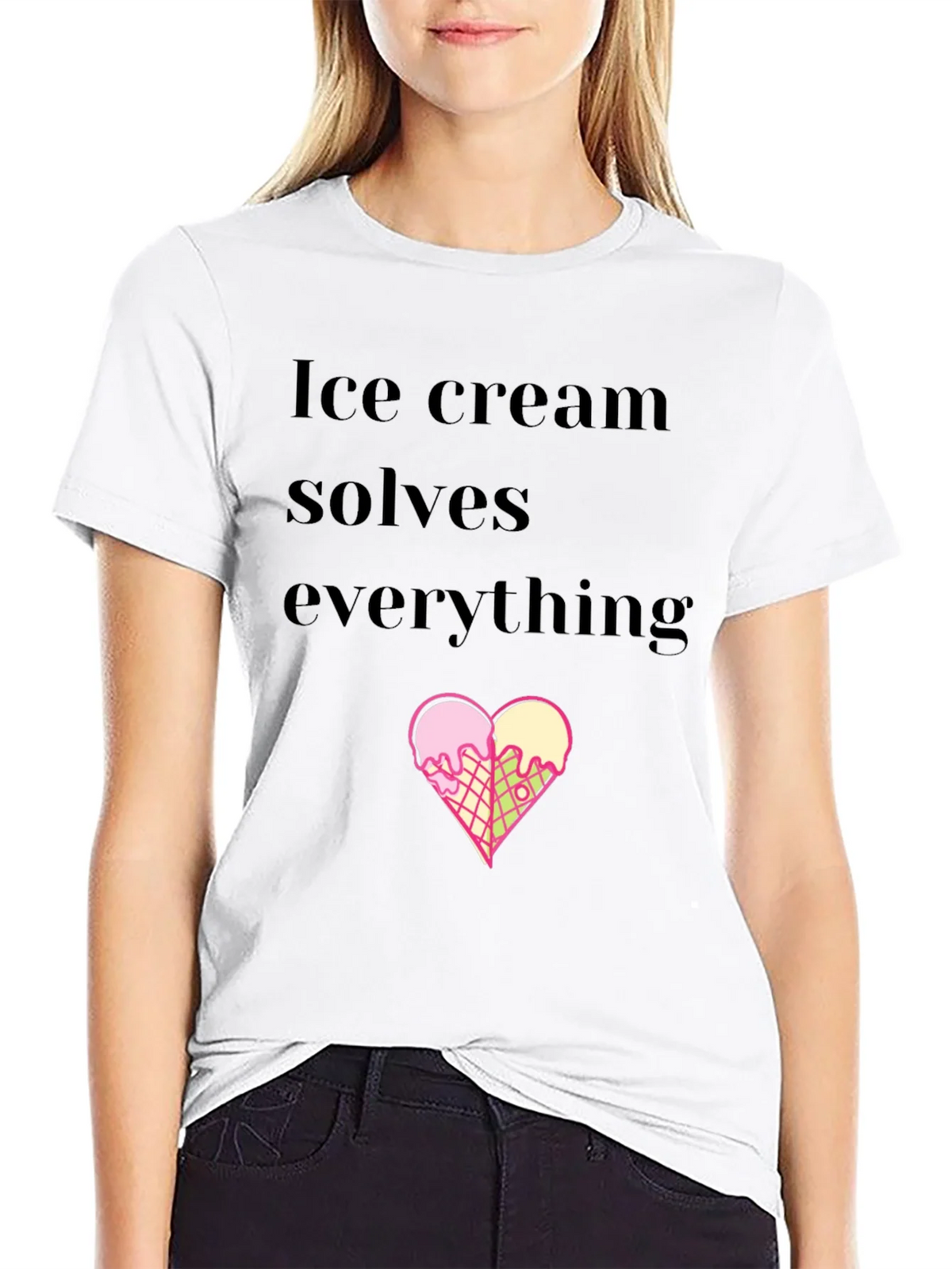 Ice Cream Solves Everything Black T-Shirt product image 8