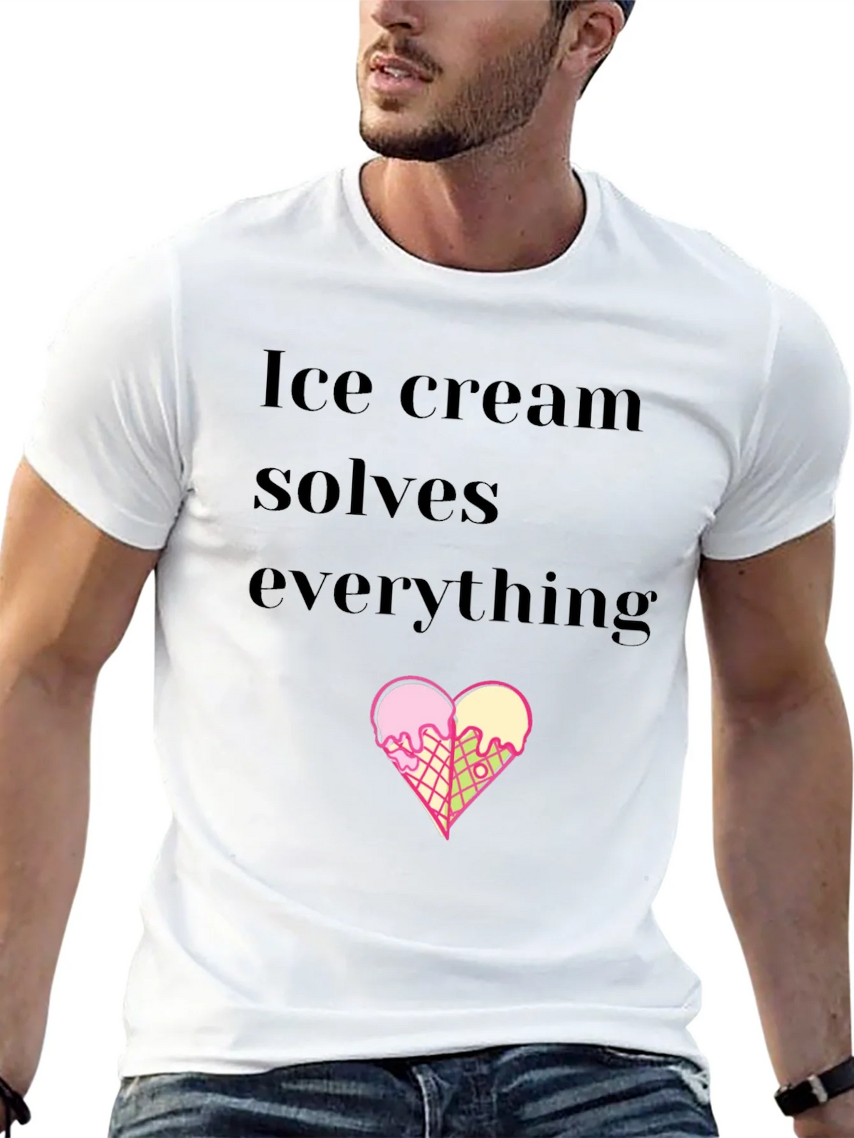Ice Cream Solves Everything Black T-Shirt product image 12