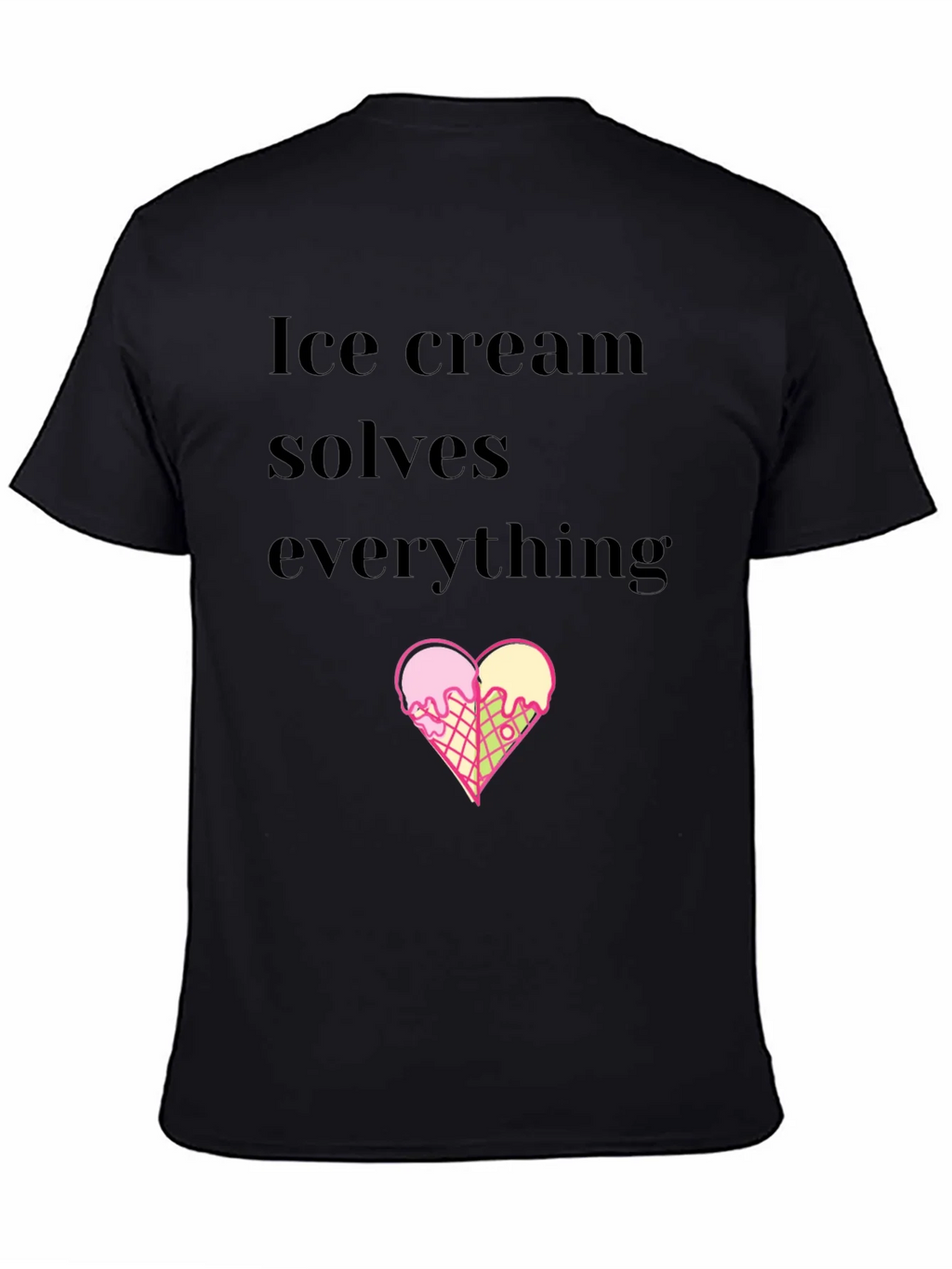 Ice Cream Solves Everything Black T-Shirt product image 4