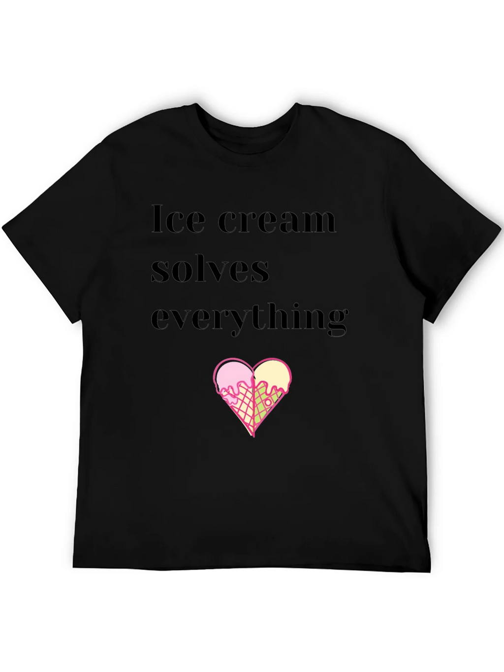 Ice Cream Solves Everything Black T-Shirt product image 5
