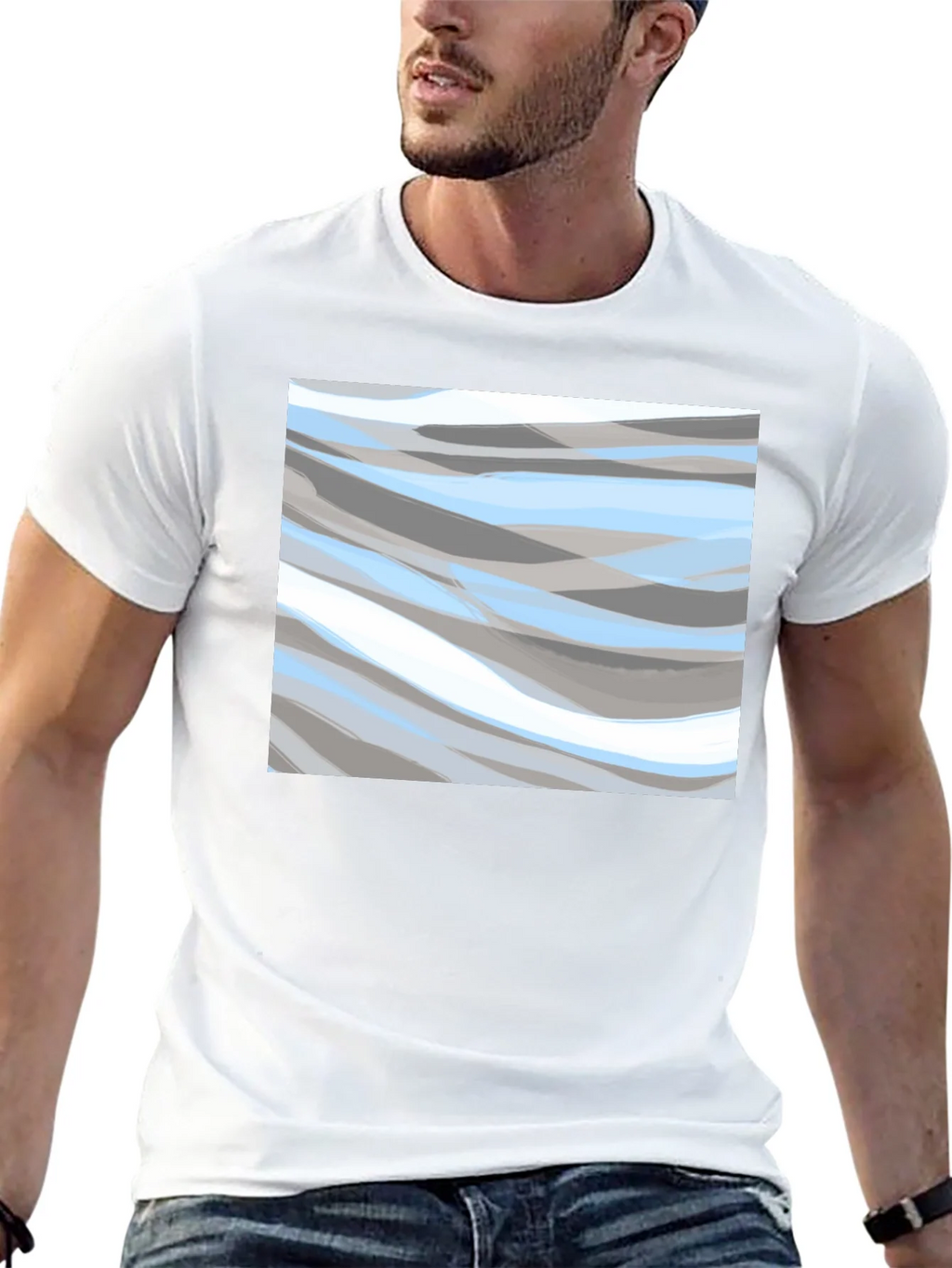 Abstract Wave Pattern Black T-Shirt product image 12