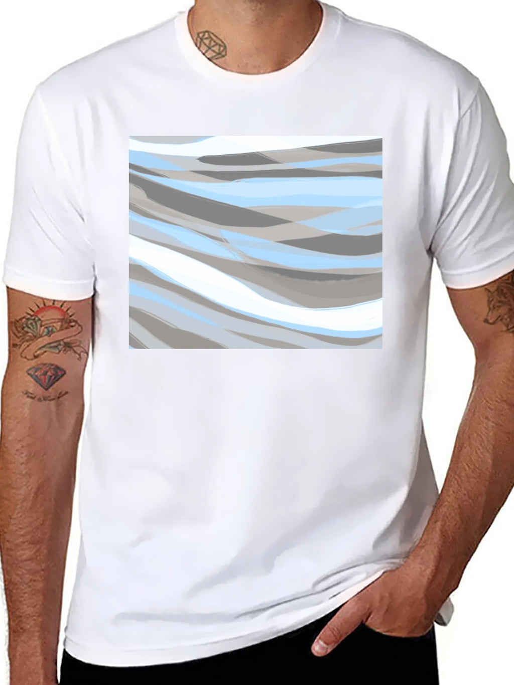 Abstract Wave Pattern Black T-Shirt product image 7
