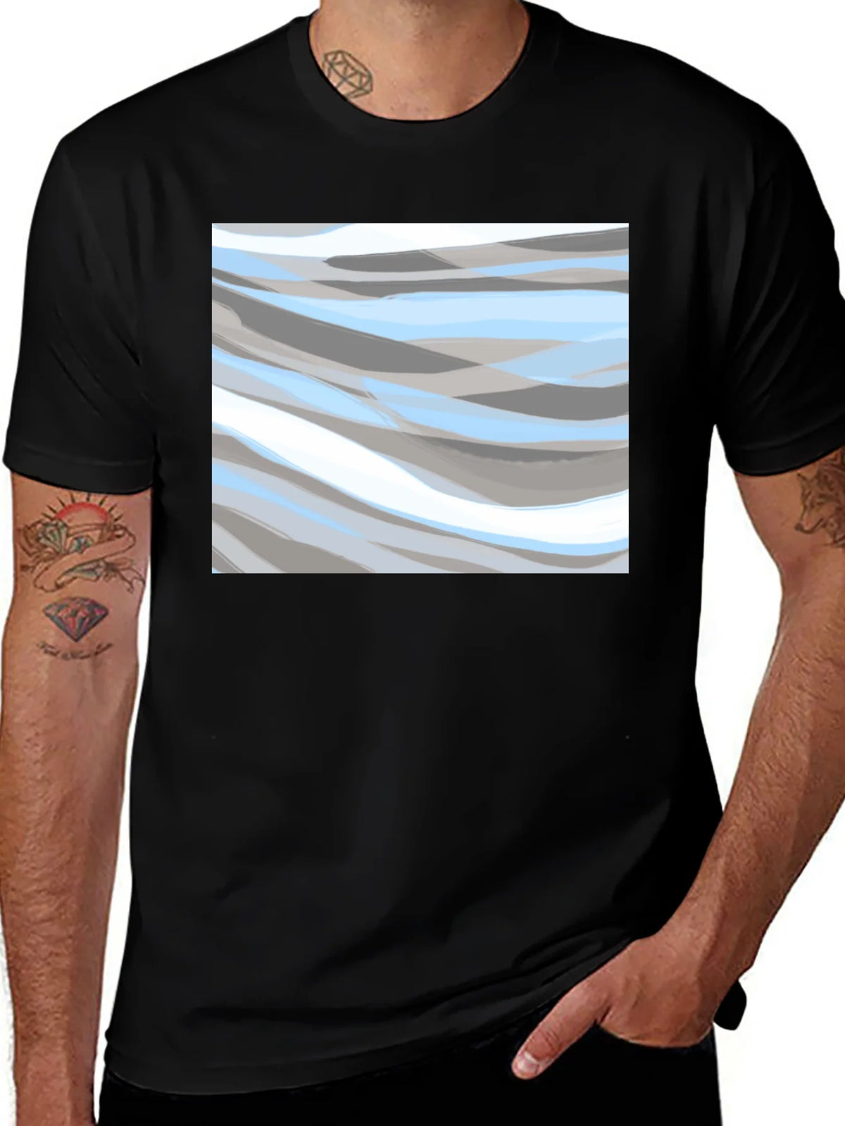 Abstract Wave Pattern Black T-Shirt product image 1