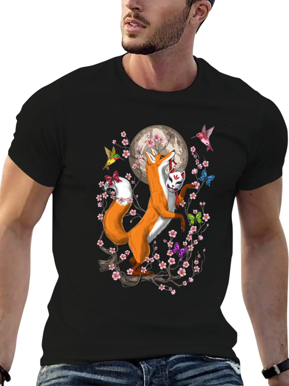 Fox Mask Cherry Blossom T-Shirt product image 5
