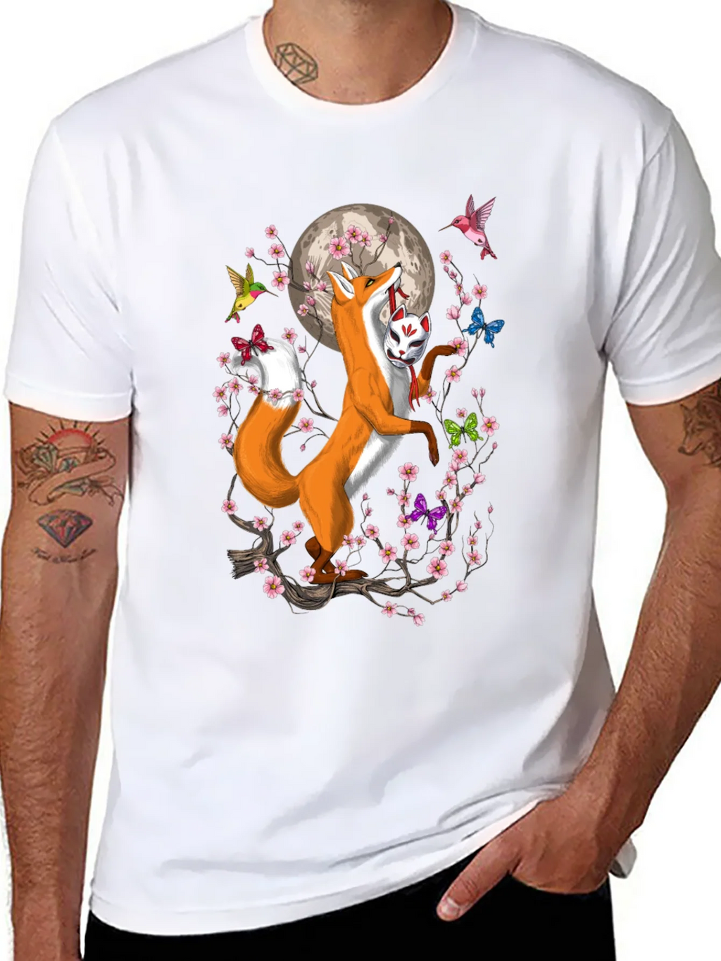Fox Mask Cherry Blossom T-Shirt product image 6