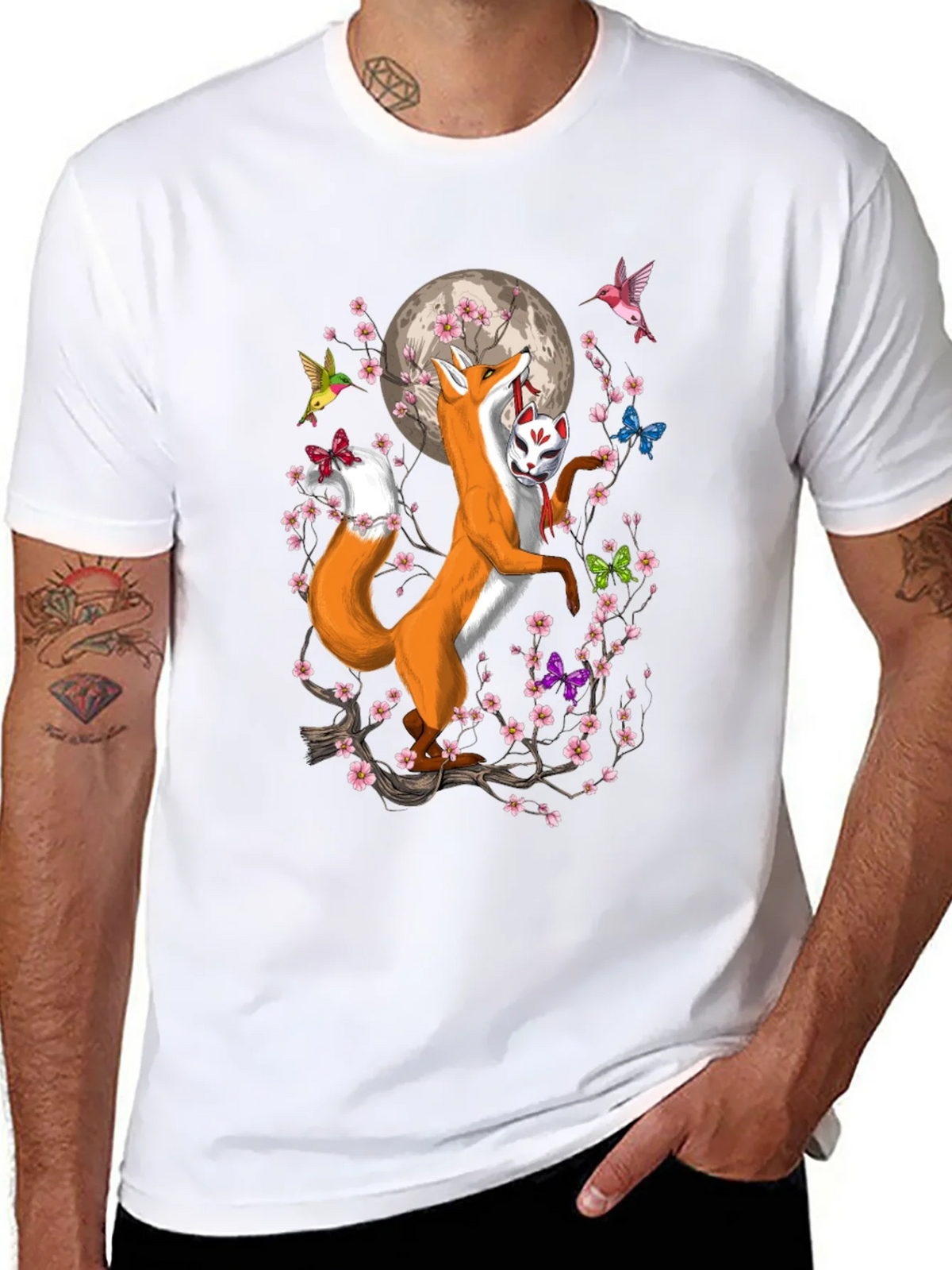 Fox Mask Cherry Blossom T-Shirt product image 6