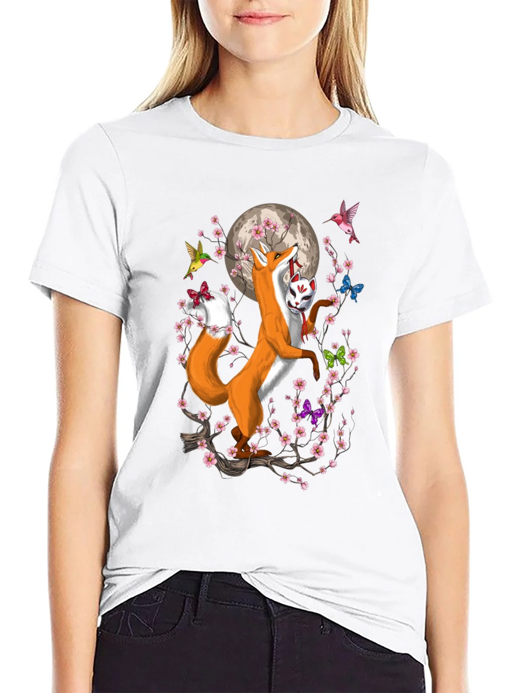 Fox Mask Cherry Blossom T-Shirt product image 7
