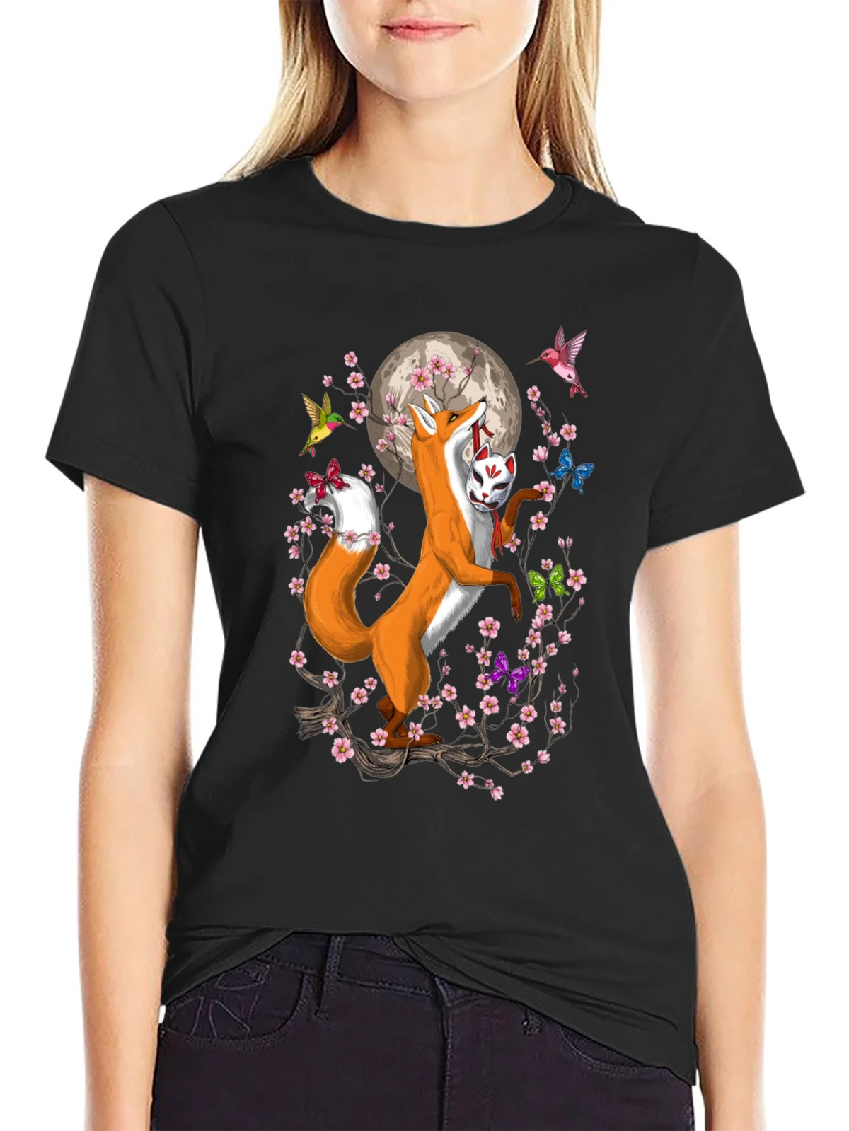 Fox Mask Cherry Blossom T-Shirt product image 2
