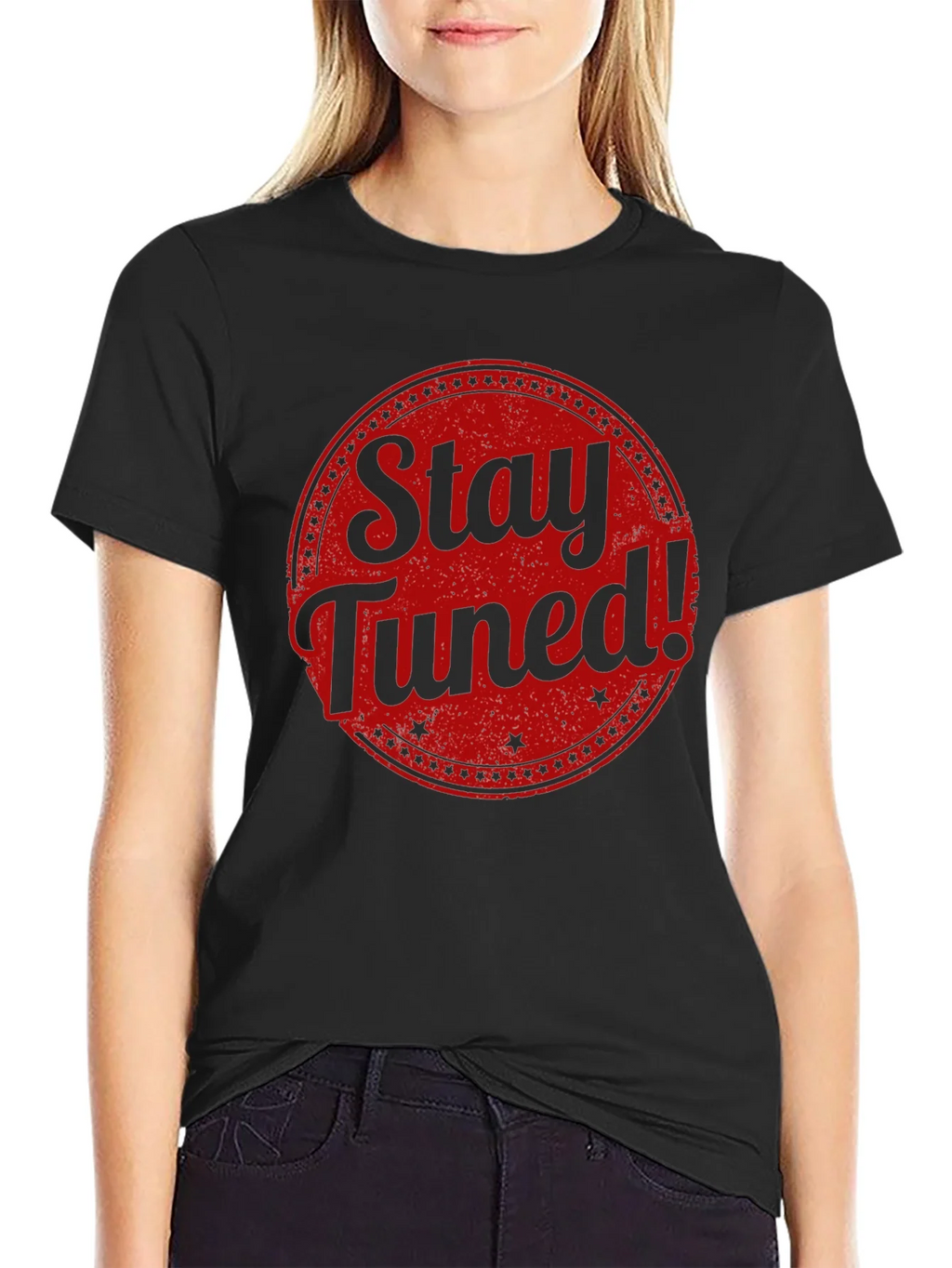 Stay Tuned Graphic Tee - Black Cotton T-Shirt product image 2