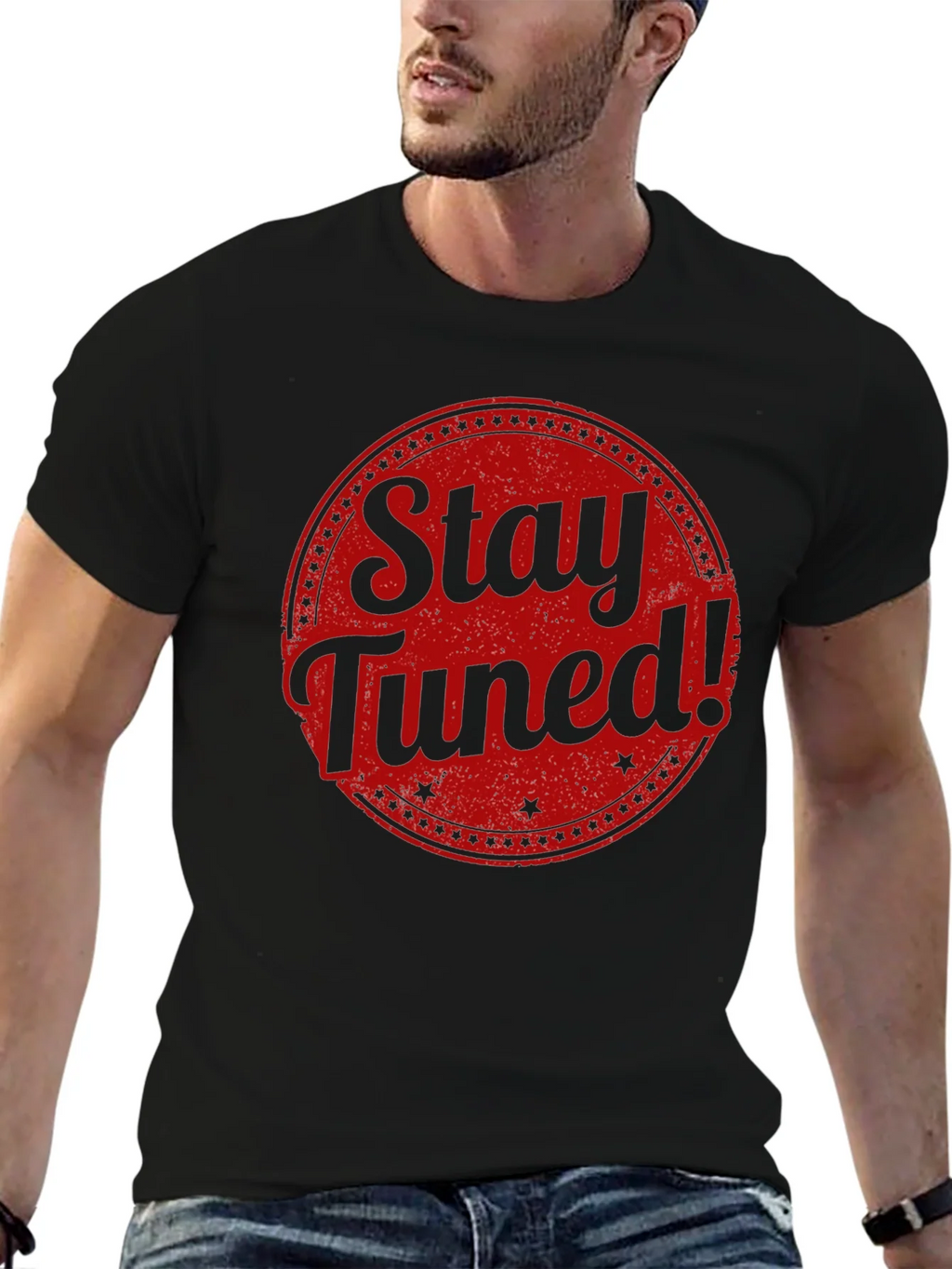 Stay Tuned Graphic Tee - Black Cotton T-Shirt product image 6