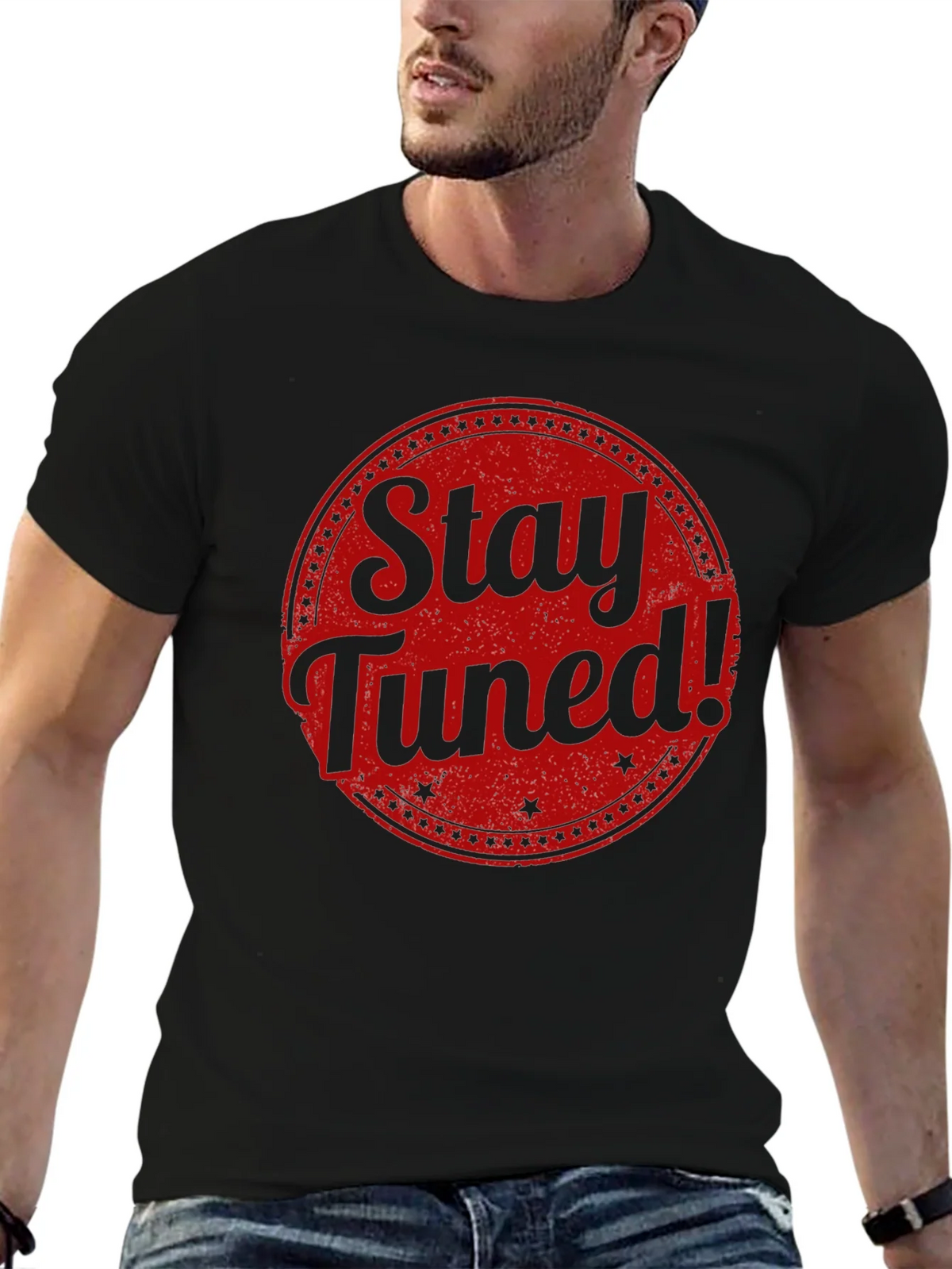 Stay Tuned Graphic Tee - Black Cotton T-Shirt product image 6