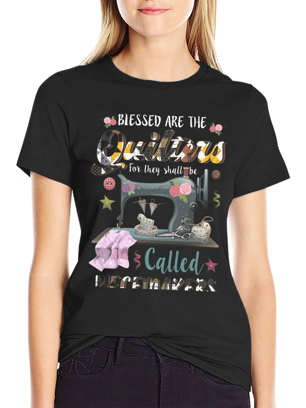 Blessed Quilters T-Shirt - Sewing Machine Design product image 2