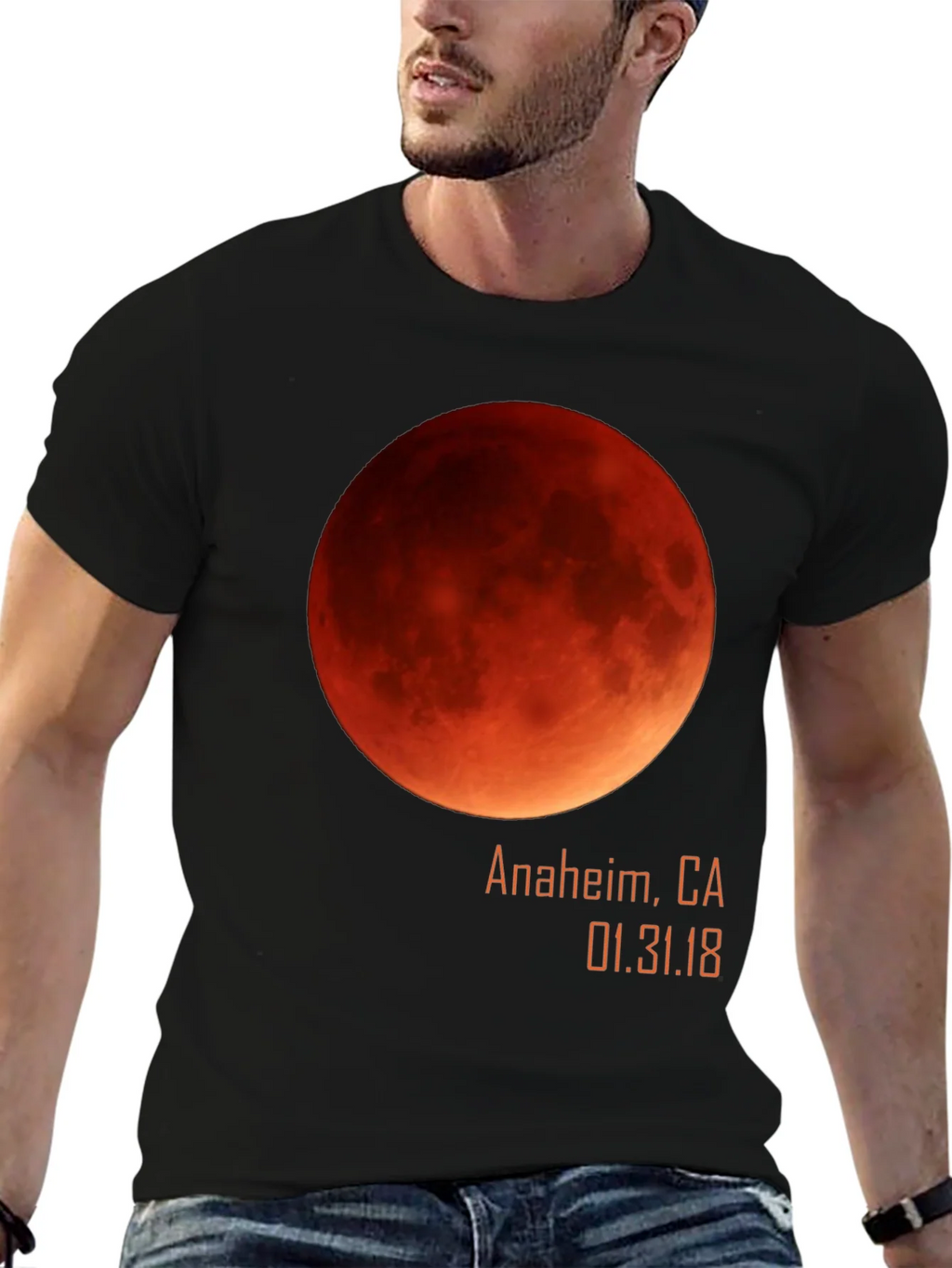 Blood Moon Eclipse Anaheim CA 1/31/18 Black T-Shirt product image 6