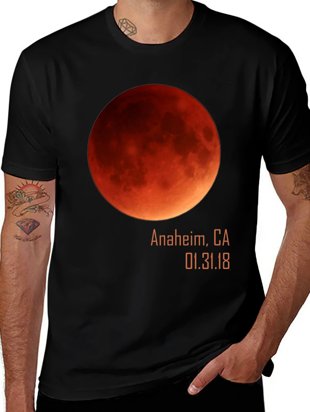 Blood Moon Eclipse Anaheim CA 1/31/18 Black T-Shirt product image 1
