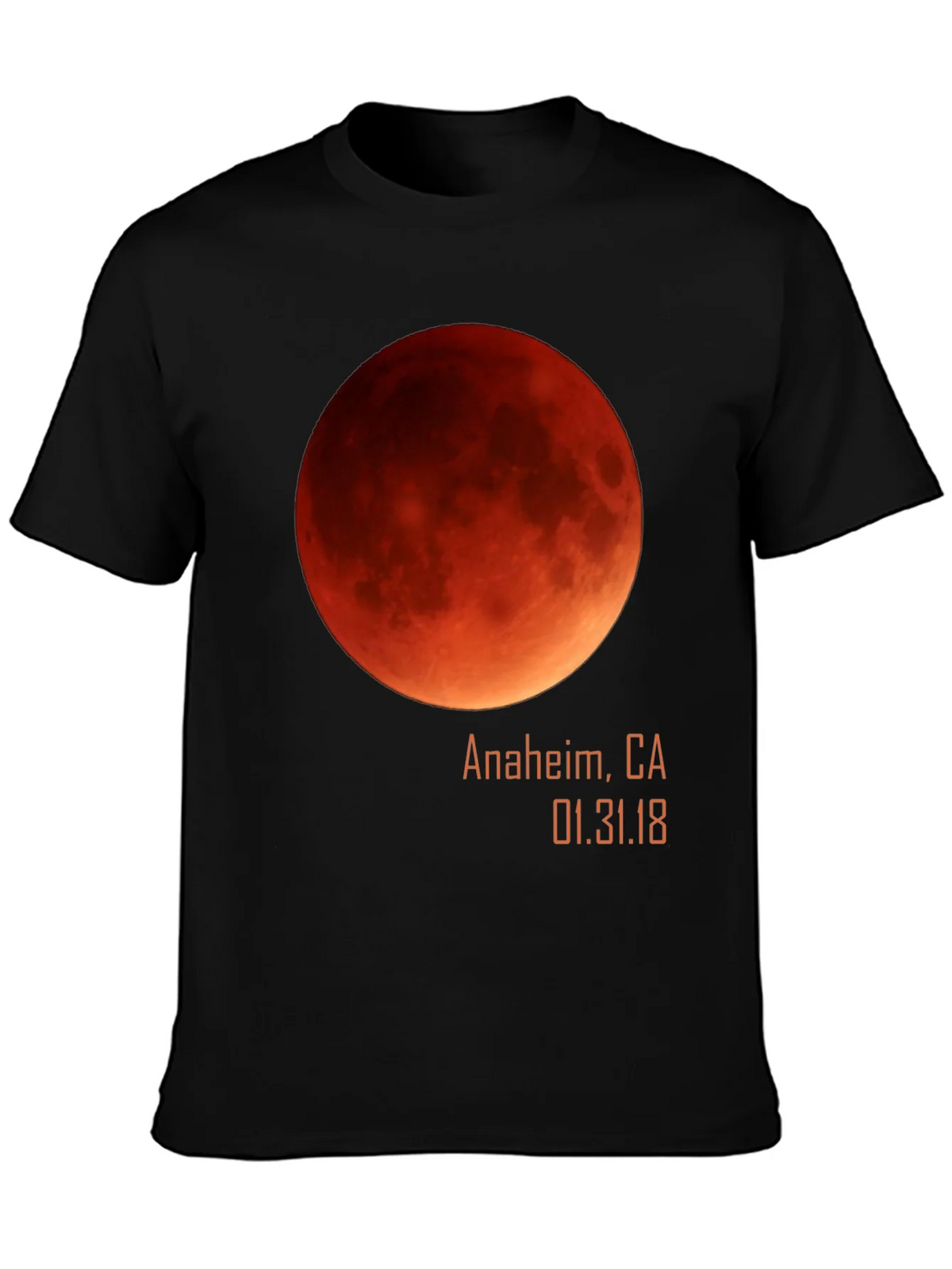 Blood Moon Eclipse Anaheim CA 1/31/18 Black T-Shirt product image 3