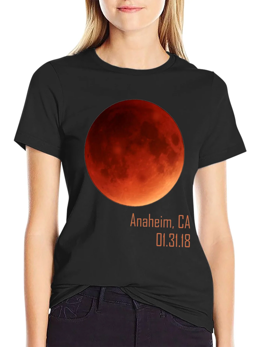 Blood Moon Eclipse Anaheim CA 1/31/18 Black T-Shirt product image 2