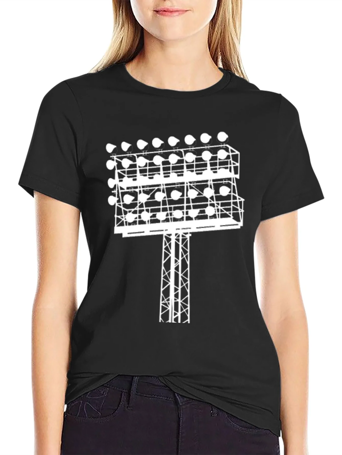 Stadium Light Graphic Tee - Black Cotton T-Shirt product image 1