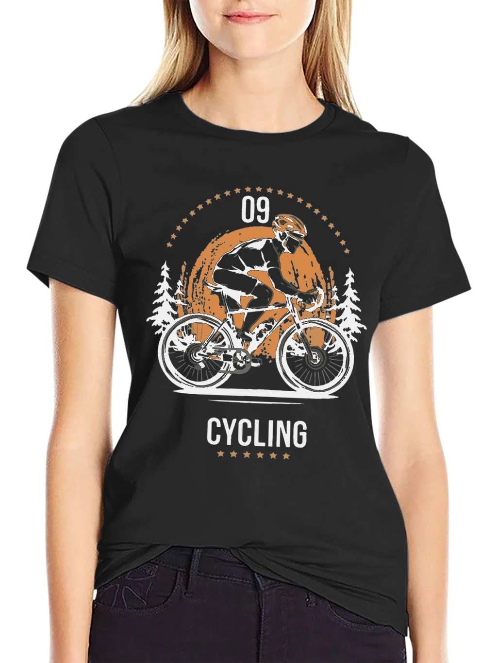 Cycling Graphic T-Shirt - Black Cotton Tee product image 1