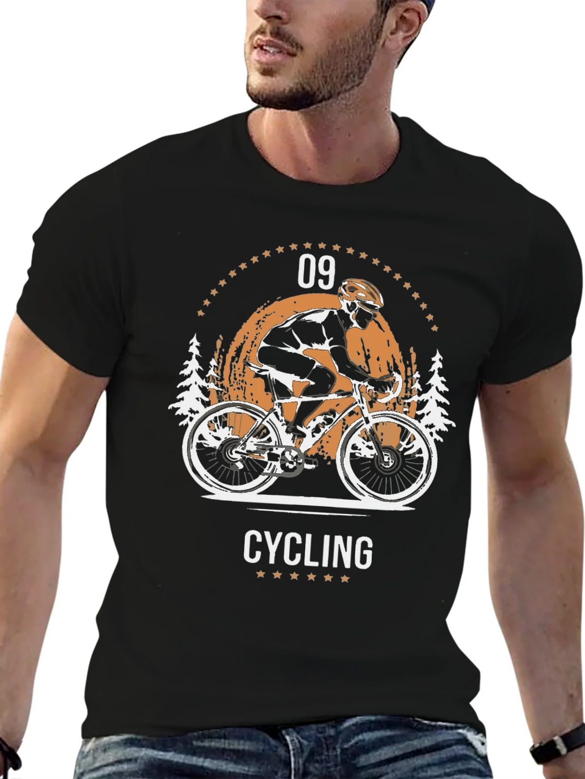 Cycling Graphic T-Shirt - Black Cotton Tee product image 4