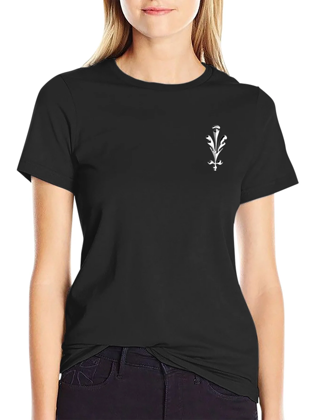 Mens Black Graphic Tee - Elegant Crest Design product image 2