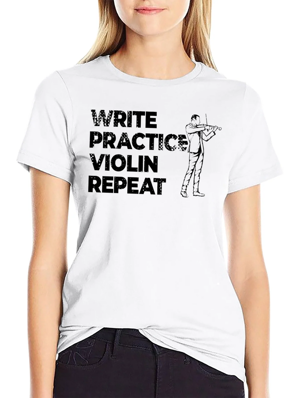 Write Practice Violin Repeat Black T-Shirt product image 4