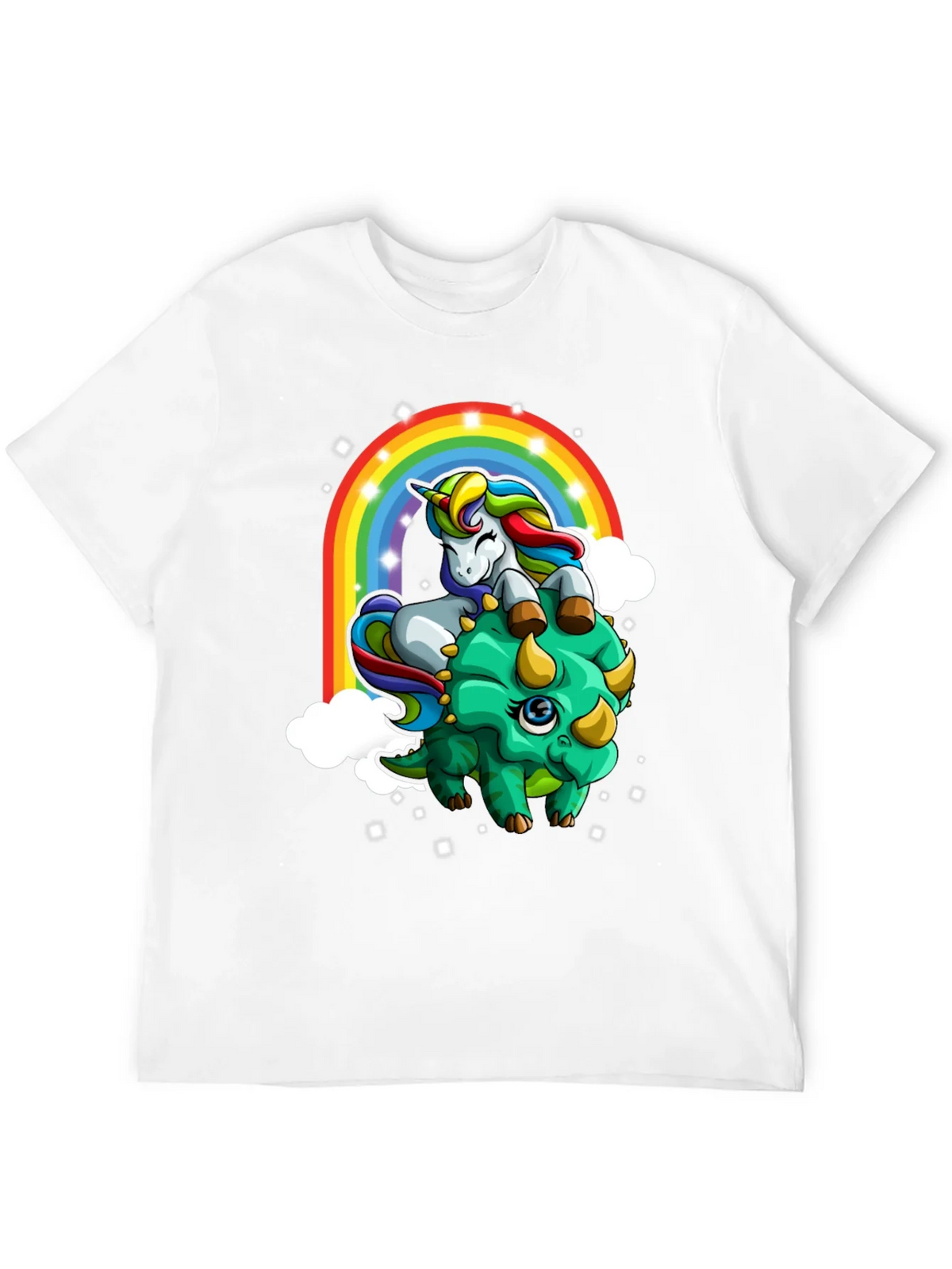 Unicorn Riding Triceratops Rainbow T-Shirt product image 8