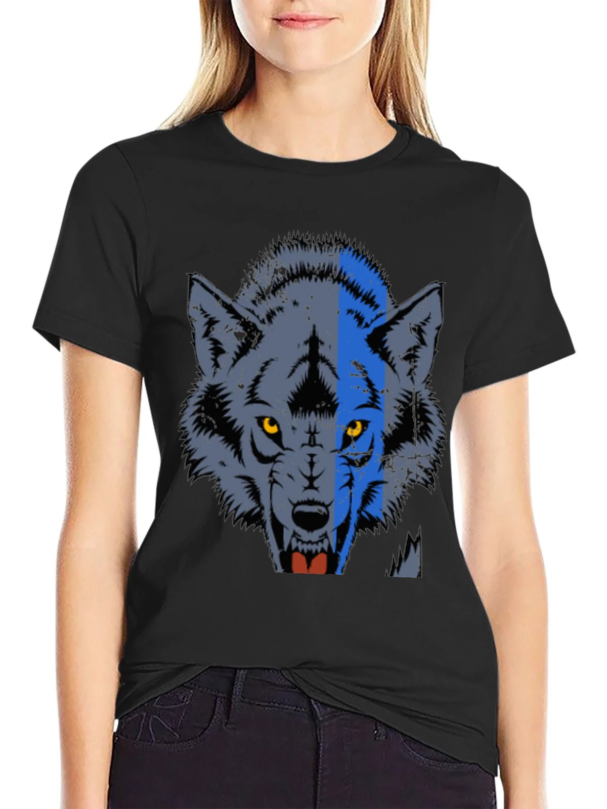 Wolf Graphic Print Crew Neck Tee product image 1