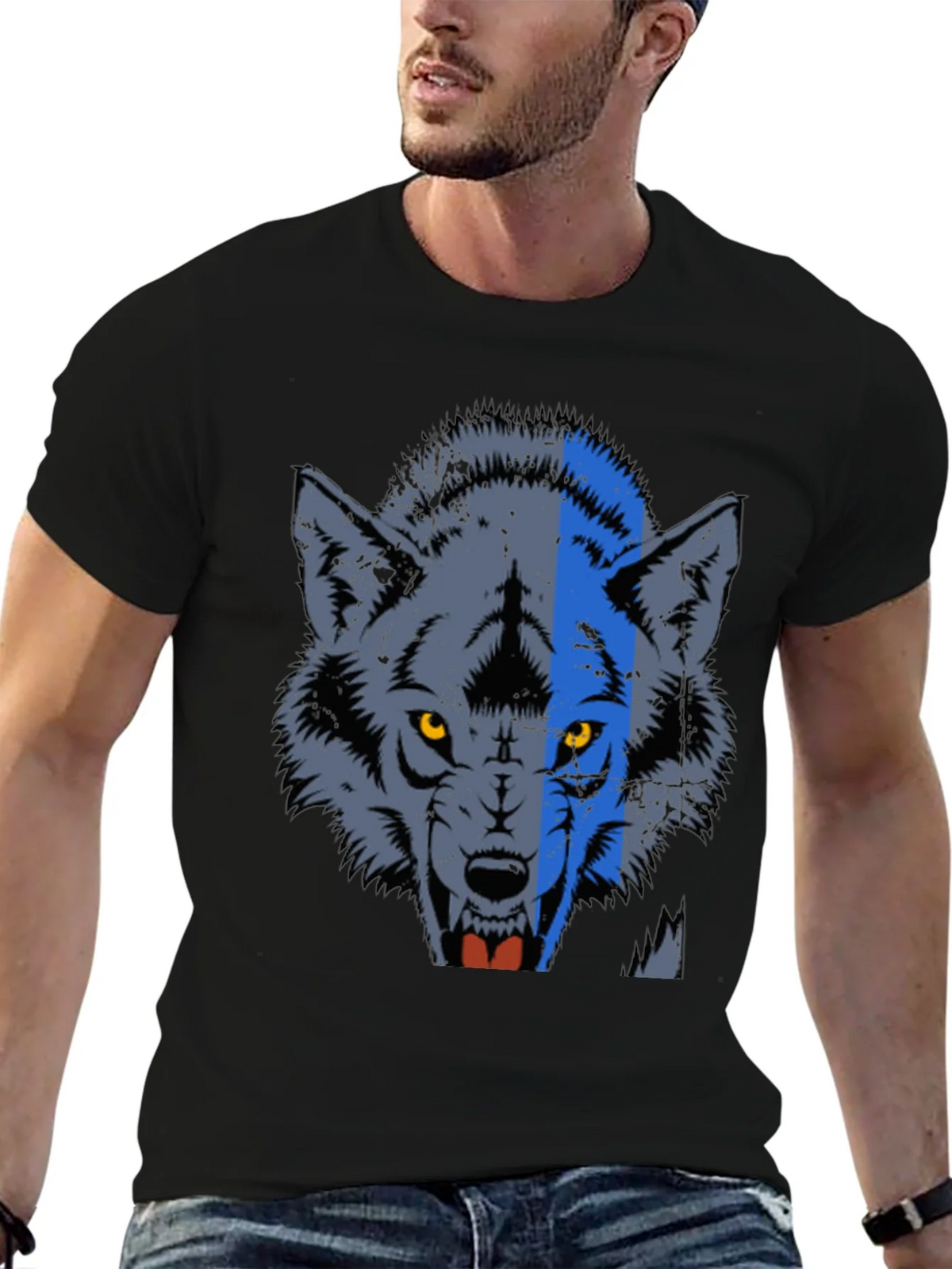Wolf Graphic Print Crew Neck Tee product image 4