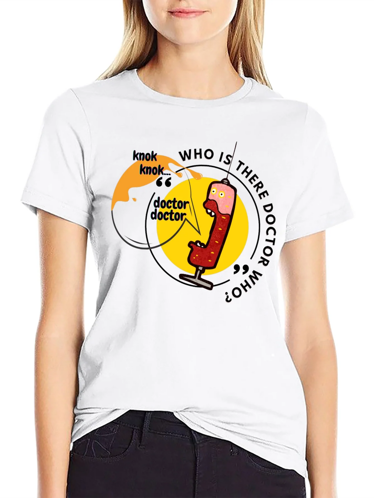 Knock Doctor Who? Black Graphic Tee product image 8