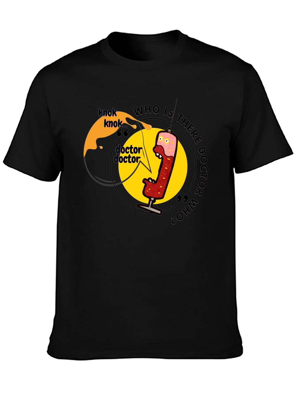 Knock Doctor Who? Black Graphic Tee product image 3