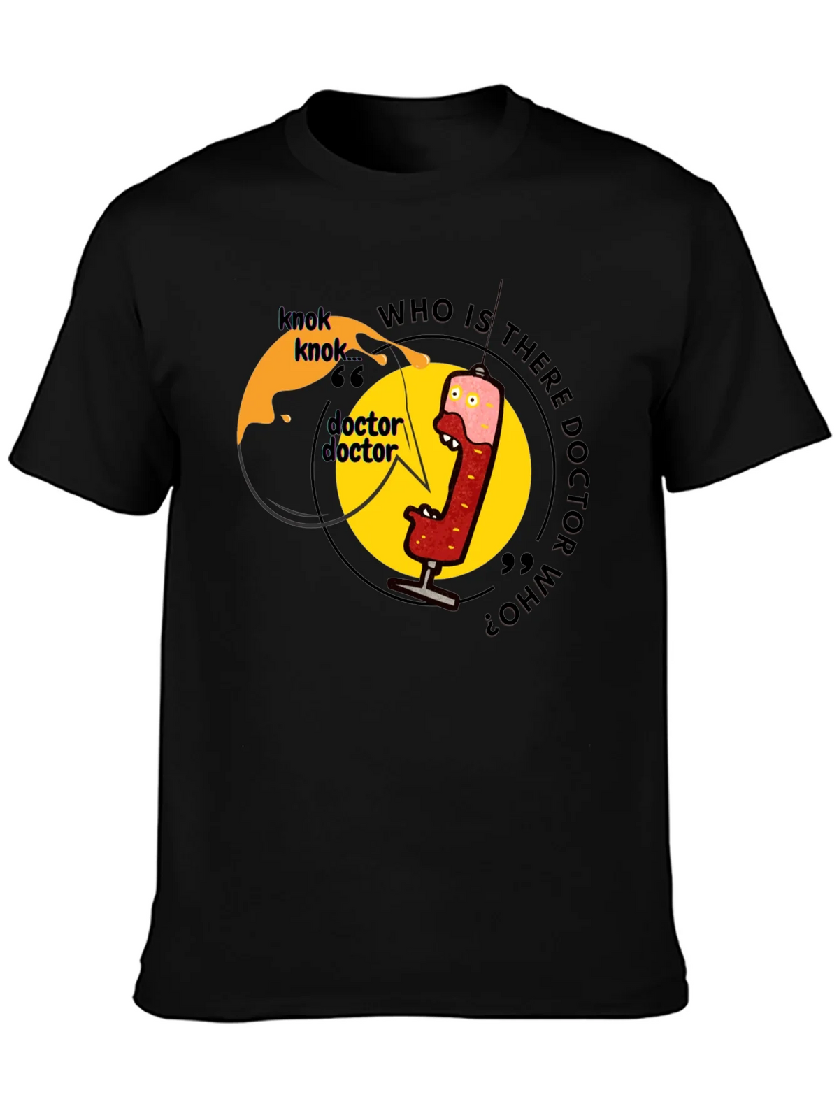 Knock Doctor Who? Black Graphic Tee product image 3