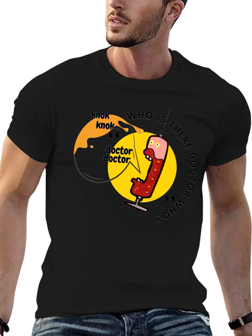 Knock Doctor Who? Black Graphic Tee product image 6