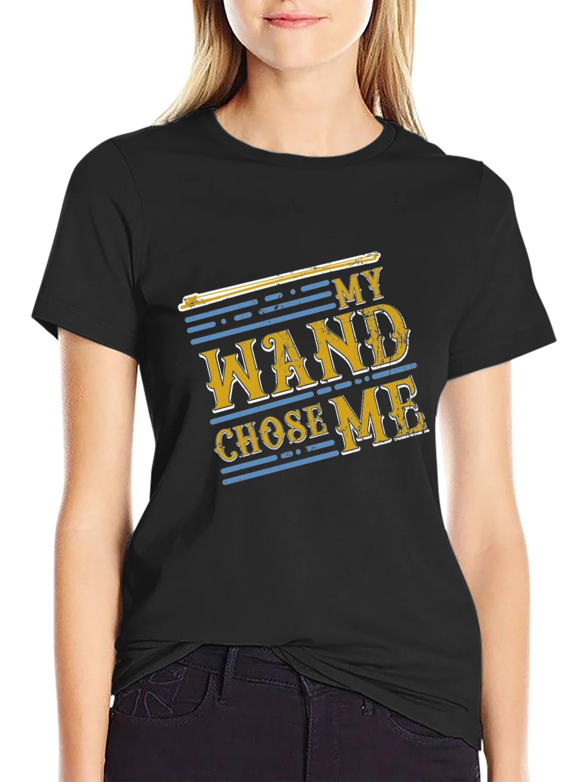 My Wand Chose Me Black Cotton T-Shirt product image 2