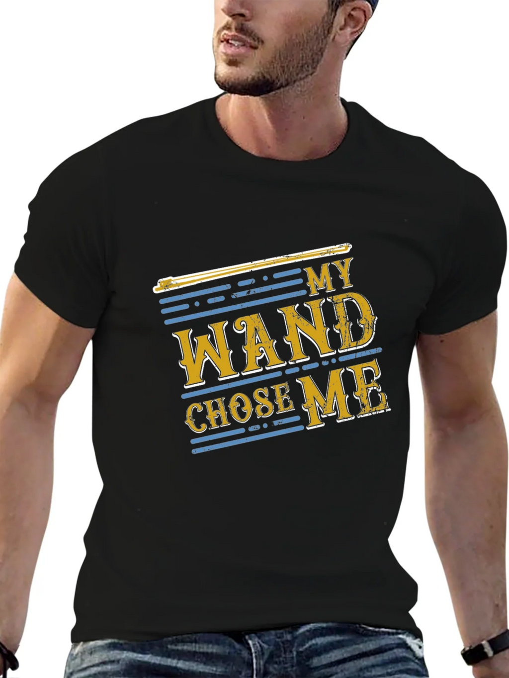 My Wand Chose Me Black Cotton T-Shirt product image 6