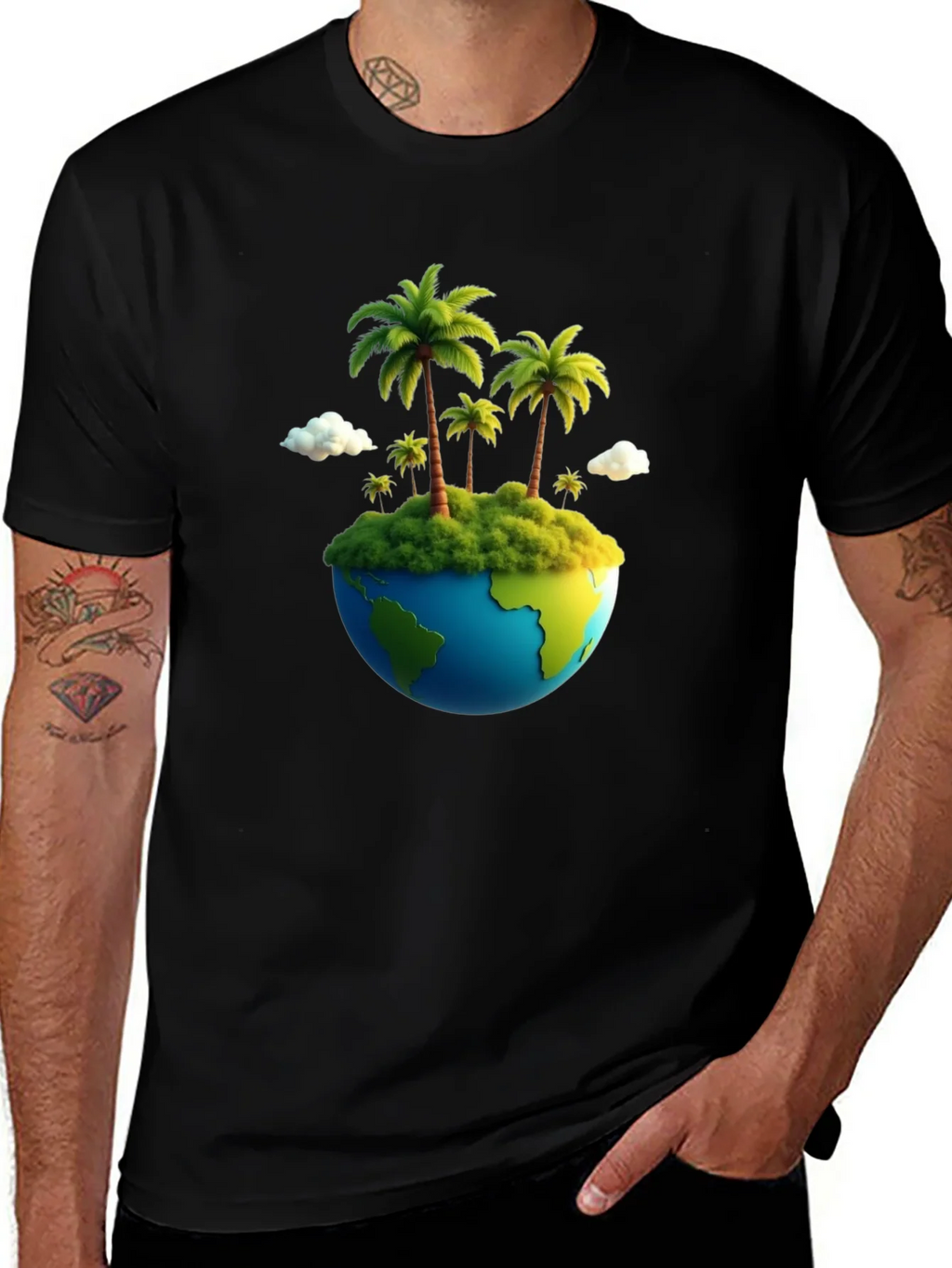 Island Paradise Earth Graphic Tee - Black product image 1