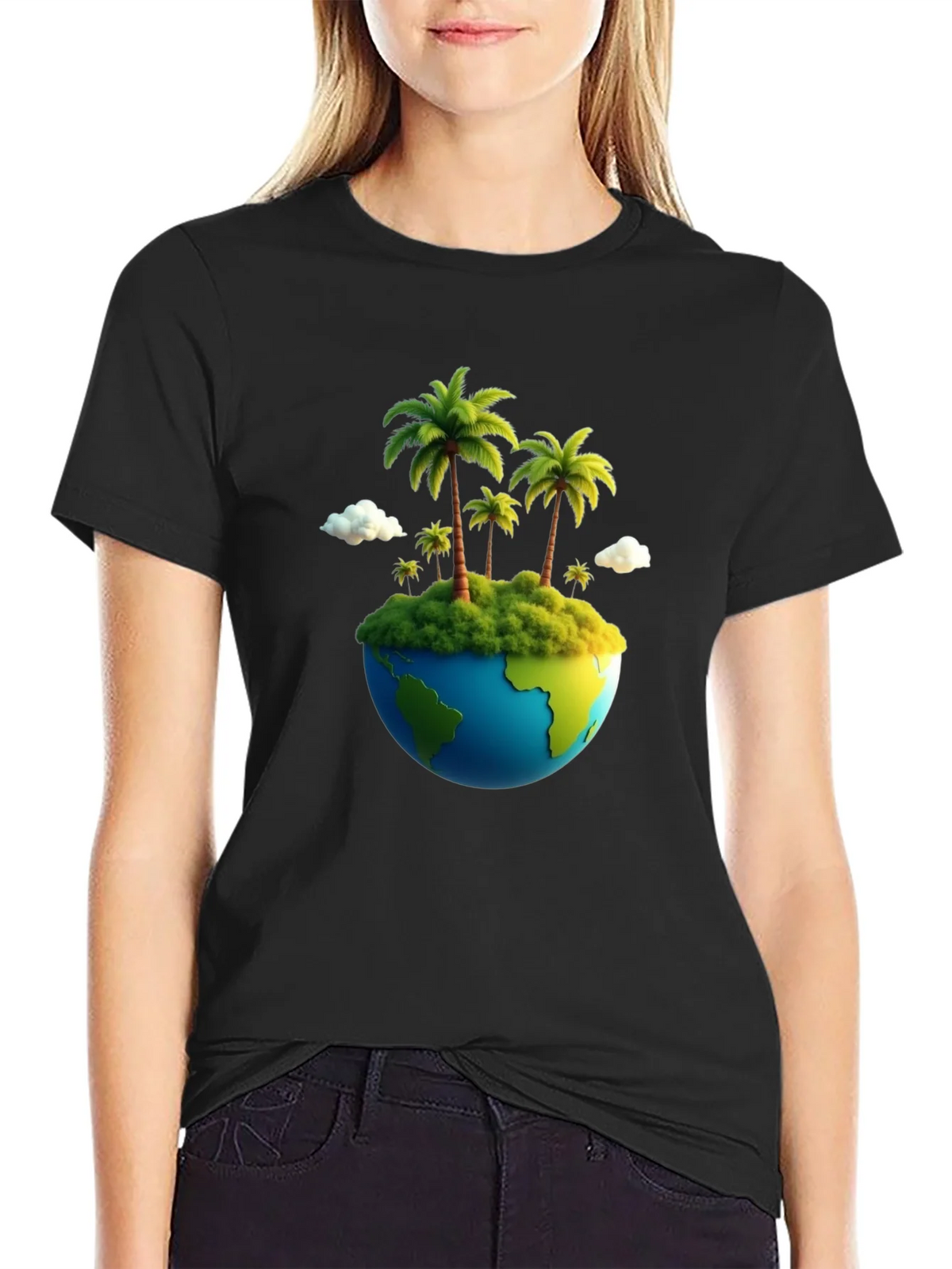 Island Paradise Earth Graphic Tee - Black product image 2