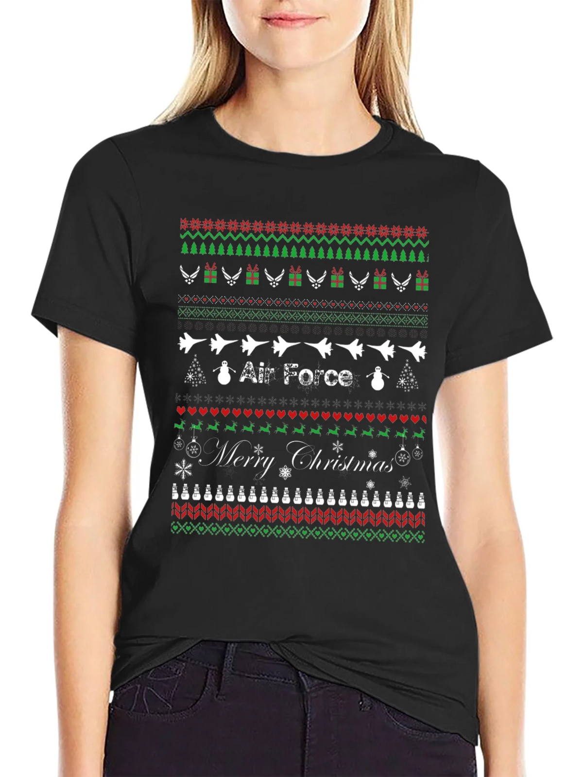 Air Force Ugly Christmas Sweater T-Shirt product image 1