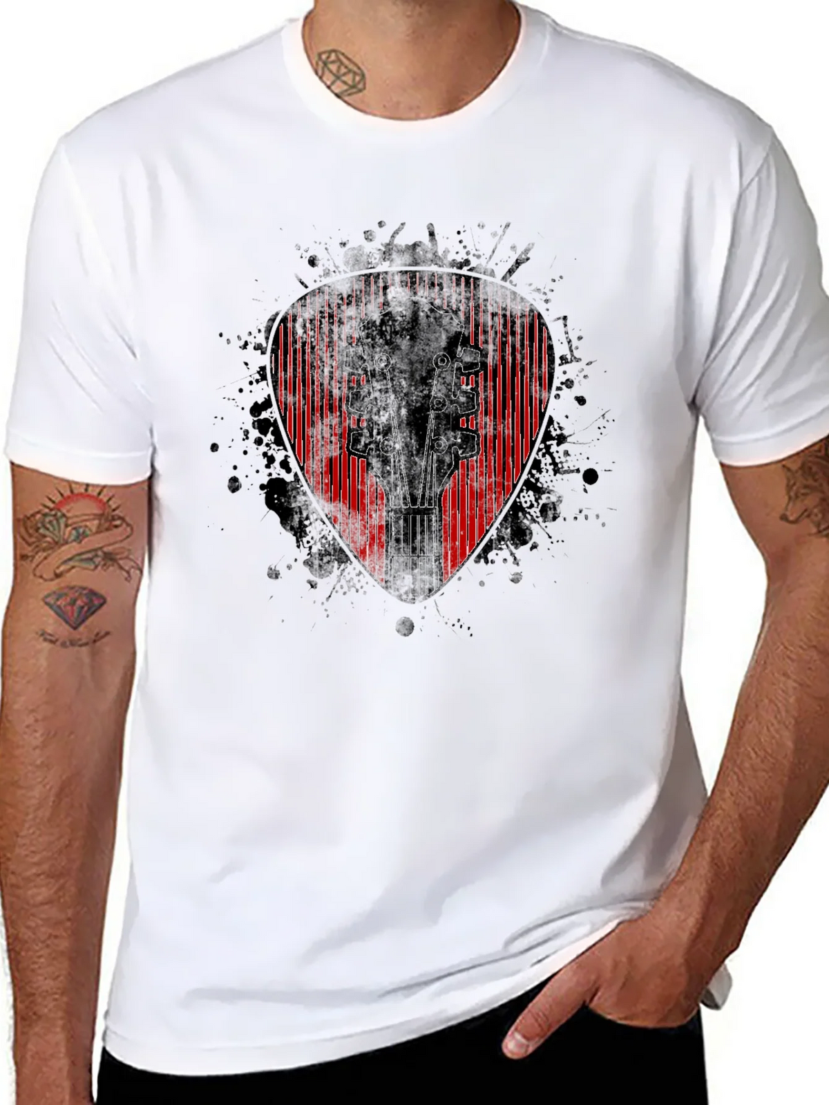 Guitar Pick Headstock Graphic T-Shirt product image 4