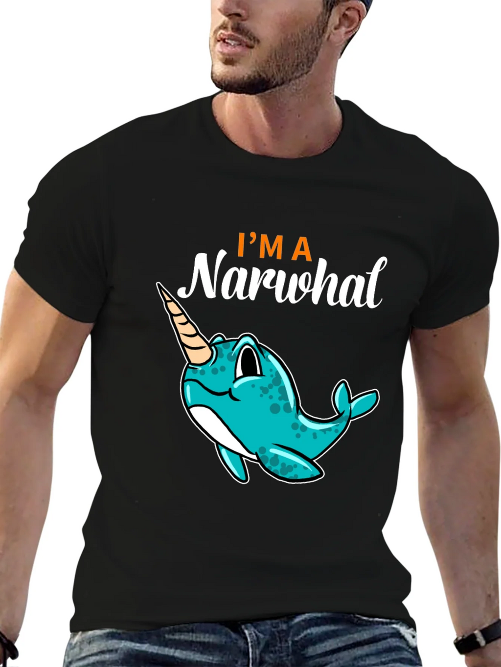 Im a Narwhal Black T-Shirt - Unique Graphic Tee product image 6