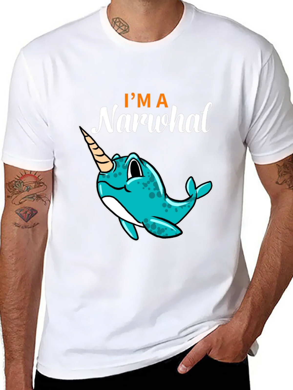 Im a Narwhal Black T-Shirt - Unique Graphic Tee product image 7