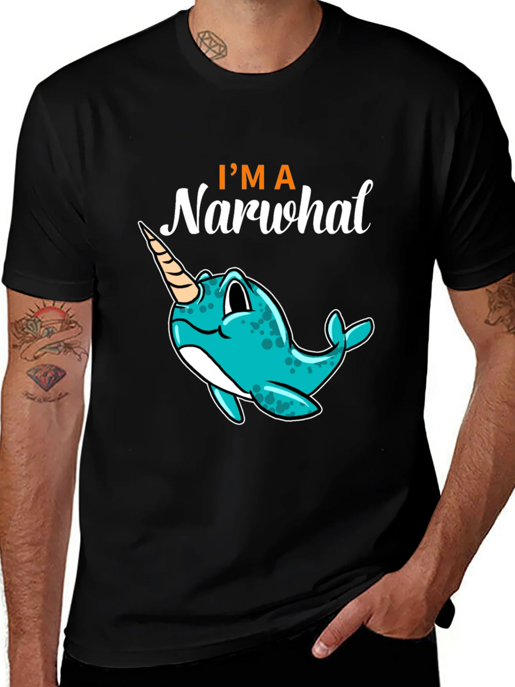 Im a Narwhal Black T-Shirt - Unique Graphic Tee product image 1