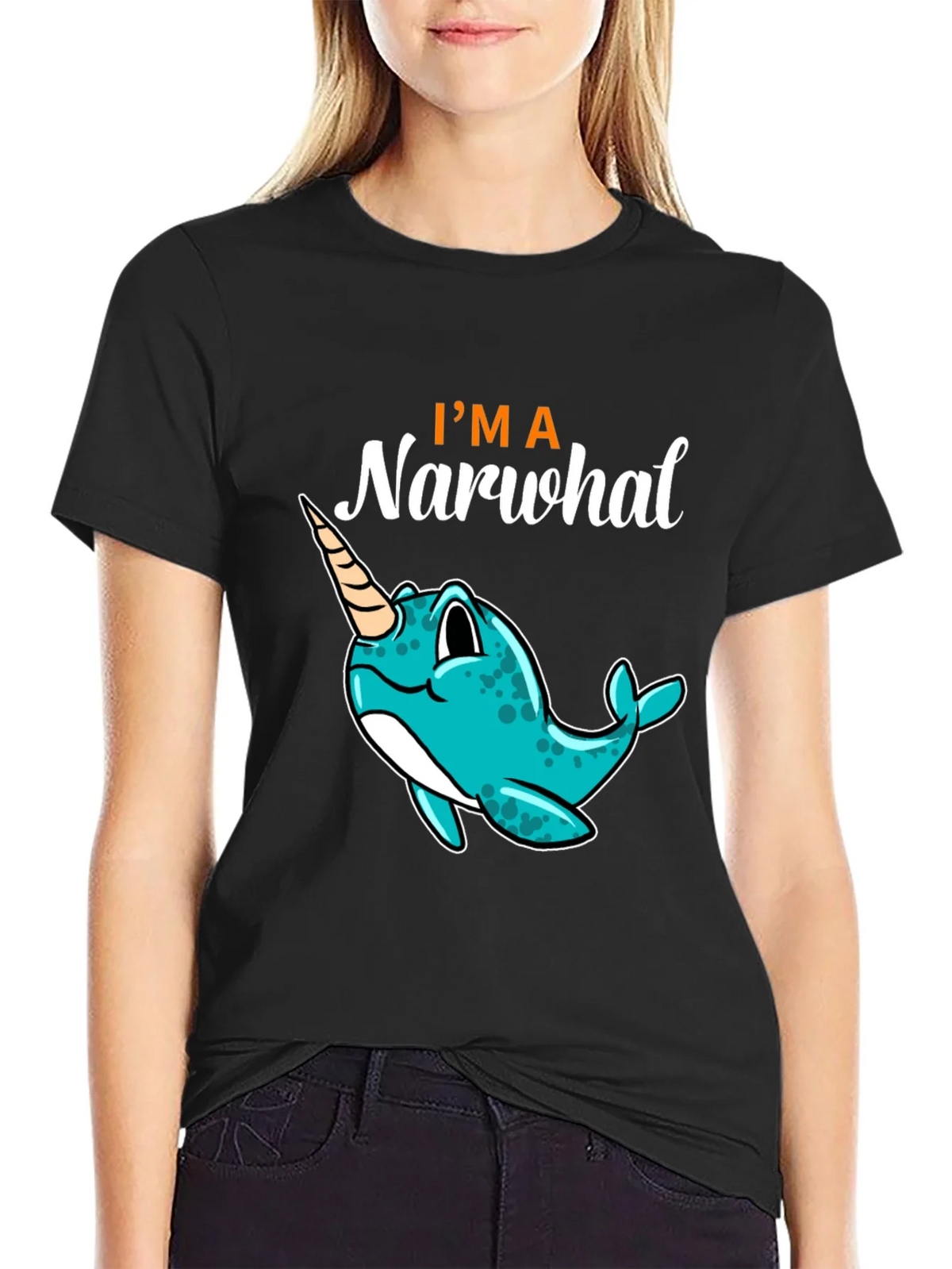 Im a Narwhal Black T-Shirt - Unique Graphic Tee product image 2