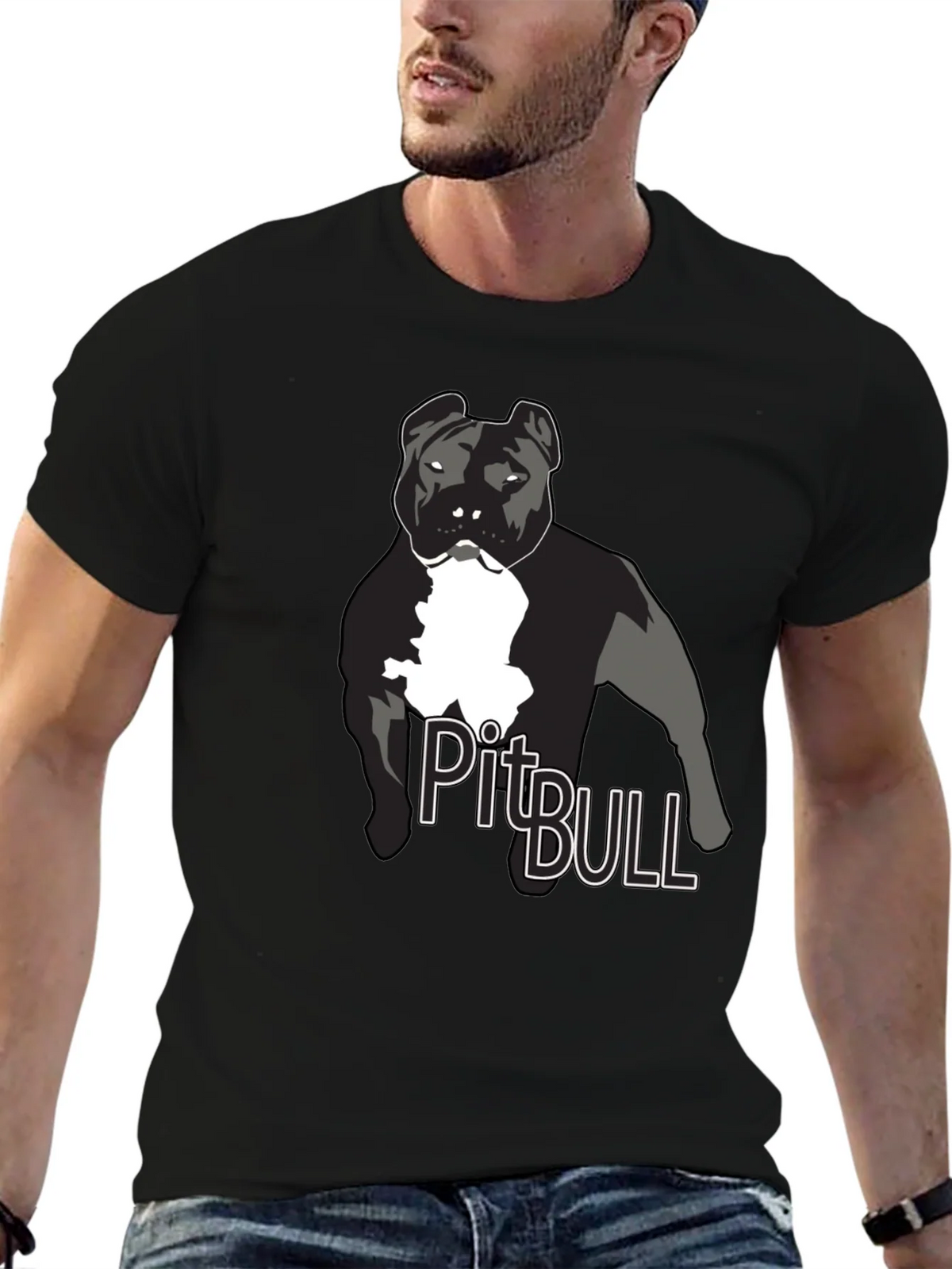 Pitbull Dog Graphic T-Shirt - Black product image 6