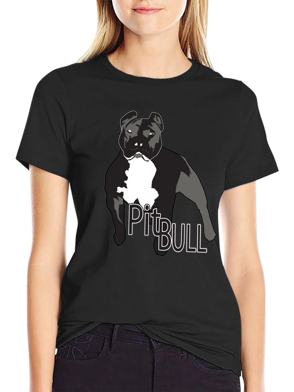 Pitbull Dog Graphic T-Shirt - Black product image 2